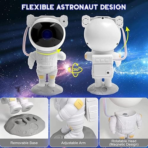 SFOUR Astronaut Galaxy Projector Night Light，Lights for Bedroom,Kids Room Decor Aesthetic, Adjustable Head Angle,Gift for Kids Adults Home Party Ceiling Decor，Christmas Gift thumbnail 4