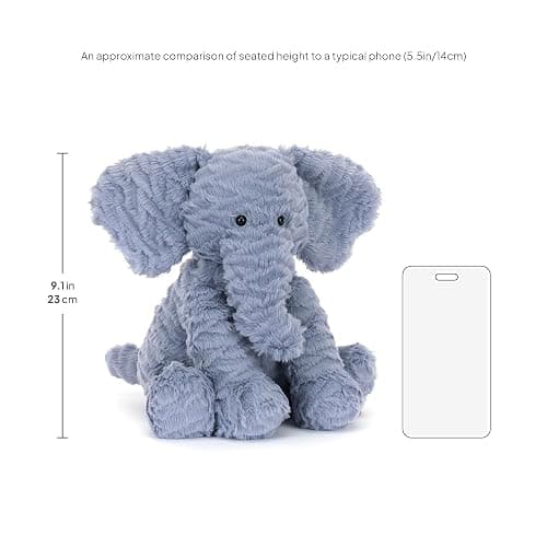 Jellycat Fuddlewuddle Elephant Stuffed Animal, Medium 9 inches - Elephant Plush Toy - Classic Children's Gift thumbnail 2