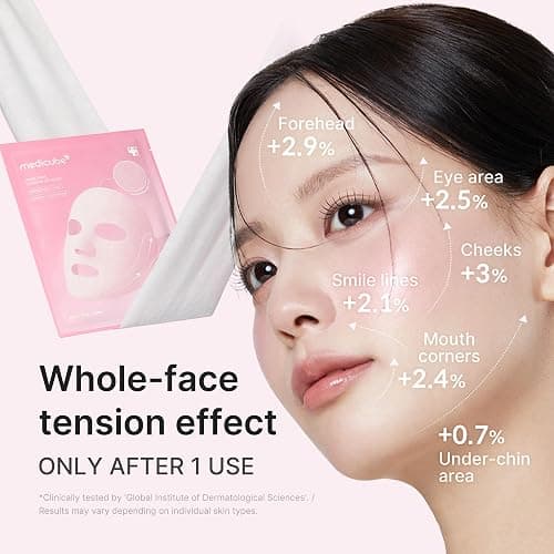 medicube PDRN Pink Tension Up Mask | 3-Step V-line Mask for Contoured-Looking Chin & Jawline | Full-Face Firming Care with Salmon PDRN, NAD & Caffeine | Korean Skincare, 34g x 4ea + Tightening Band thumbnail 4