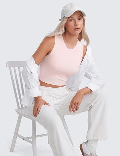 CRZ YOGA Butterluxe Soft Double Lined Tank Tops for Women - Yoga Workout Casual Going Out High Neck Basic Sleeveless Shirt thumbnail 4