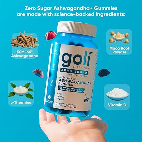Goli Zero Sugar Trio - World's First 3-in-1 Pre, Post, Probiotic, Apple Cider Vinegar with Vitamin B12 and Probiotics, Ashwagandha & L-Theanine, Vitamin D Gummies, 90 Count (3-Bottle Set) thumbnail 9