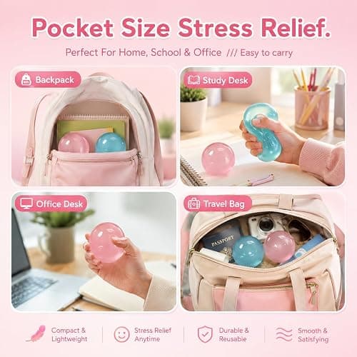 Coconut Oil Squishy, 2 Pack New Coconut Oil Stress Ball Sensory Squeeze Toy For Kids Teens & Adults, Soft Squishy Fidget Toy For Stress Relief, Anxiety Relief, Desk Squishies Toy Gift (Blue + Pink) thumbnail 8