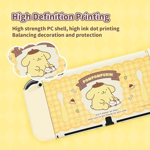 Kuitmor Protective Shell for Switch OLED,Slim Cute Pattern Dockable Cover Case Compatible with Switch OLED,Anti-Scratch and Shock-Absorption Design Cover Skins for Joystick（Pompompurin） thumbnail 3