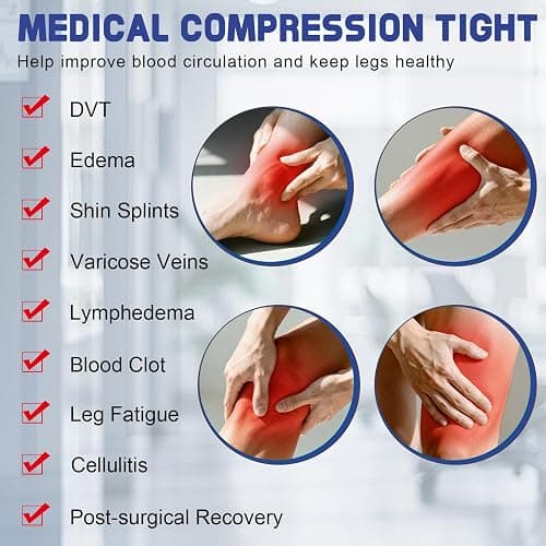 Beister Medical Compression Pantyhose for Women & Men, Opaque Closed Toe 20-30mmHg Graduated Support Tight, Waist High Compression Circulation Leggings for Varicose Veins, Edema, Flight, DVT thumbnail 6