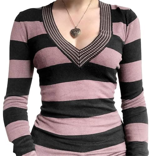 Graphic Tees for Women Teen Girls Aesthetic Grunge Gothic Clothes Y2k Shirt Knit Basic Long Sleeve Top Fall thumbnail 4