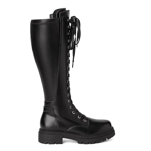 DREAM PAIRS Bottes Hautes au Genou pour Femmes Chaussures Longues à Lacets Bottes Décontractées à la Mode thumbnail 2
