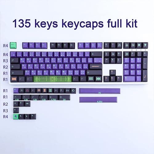 JOMKIZ PBT Keycaps,135 Keys Mecha Dye Sublimation Cherry Profile Keycaps with 7U Clear Spacebar Japanese Keycap Set for Cherry MX Switches US Layout Mechanical Keyboards thumbnail 2