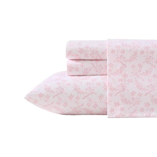 Laura Ashley - Twin Sheet Set, Crisp & Cool Cotton Percale Bedding with Deep Pockets, Lightweight for Year Round Comfort, Bed Sheets with Matching Pillowcases (Antoinette Pink) thumbnail 2