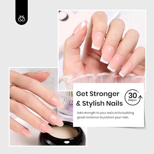 Beetles Builder Gel Set, Soft Nude Whisper 6 Colors 8 in 1 Strengthening Building Instant Apex & Nail Extension for Beginners DIY Salon at Home,Nude Pink Builder Nail Gel,UV & LED Lamp Needed thumbnail 6