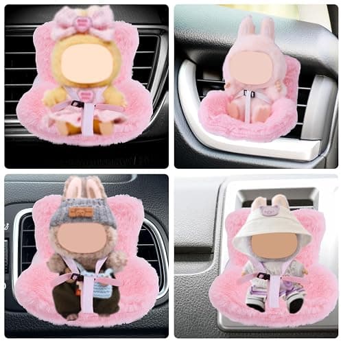 BOXOB Car Seat for Dolls, Cute Safety Have a Seat with Soft Furry Cushion Pink Sofa Car Air Vents Clip Desktop Decor Chair to Display Doll Toy Ornaments Decorations Accessories - Image 1