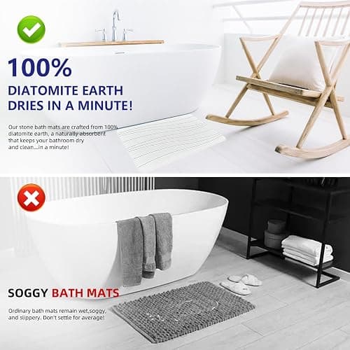 Drvykkn Fast Drying Stone Bath Mats for Bathroom, Non-Slip Diatomaceous Earth Bath Mat, Super Absorbent Bath Mat Stone thumbnail 3