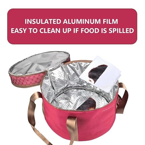 Tmrioplep 12 Inch Cake carrier Container with Lid and Handles Includes Insulated Bag for Safe Transportation of Buttercream Doesn't Melt Easy for Cakes, Pies and Cupcakes (Red) thumbnail 8