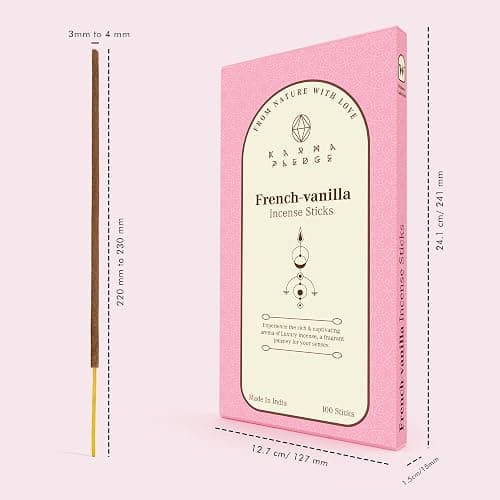 French Vanilla Incense Sticks, Organic Hand Dipped 100 Sticks with Natural Herbs & Aromatic Ingredients, Burn Time 45 to 60 Minutes, Incense for Positivity, Meditation, Relaxation, Spiritual Gift thumbnail 3