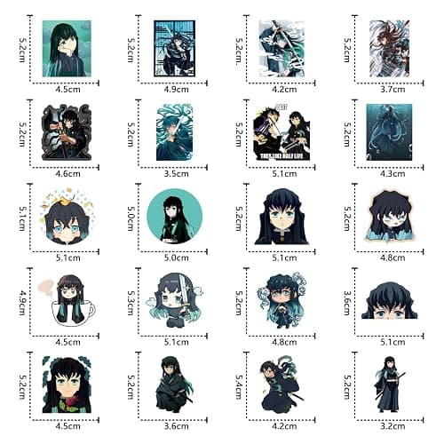 64pcs Classic Japanese Anime Stickers, Cute Cartoon Vinyl Waterproof Stickers for Water Bottle,Skateboard,Laptop,Phone,Journaling,Scrapbooking Decals for Teens Adults for Party Supply thumbnail 3