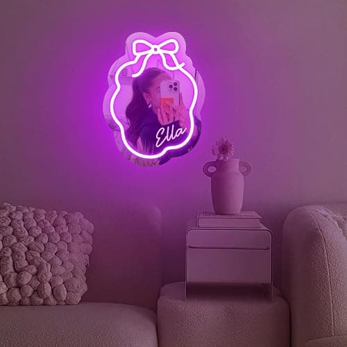 DUOLIYBC Custom Bow Neon Mirror and Sign, Girly Room Decor, Personalized Wall Art, Pink Mirror for Home and Salon thumbnail 7