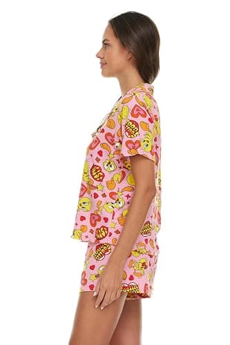 COCO BRANDS Looney Tunes Womens Pajama Sets - 2 Piece Short Sleeve Button Down Womens Sleep Shirts and Pajama Shorts (XS-XL) thumbnail 6