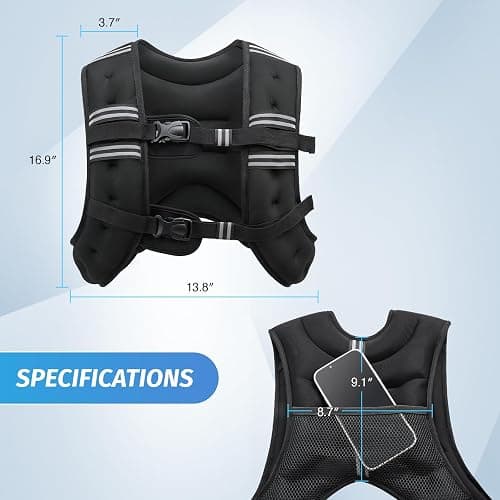 ZELUS Weighted Vest, 6lb/8lb/12lb/16lb/20lb/25lb/30lb Weight Vest with Reflective Stripe for Workout, Strength Training, Running, Fitness, Muscle Building, Weight Loss, Weightlifting thumbnail 9