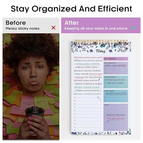 Taja To Do List Notepad, Undated Daily Planner for Work and Goal Setting | VioletBloom, 52 Sheets, 9.8" x 6.5" , for Office, Home and school, Daily Task Planning, Notes and Everyday Organization thumbnail 6