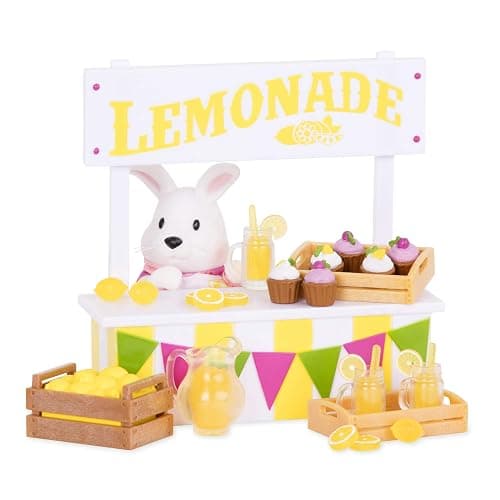 Li'l Woodzeez – Lemonade Stand Playset with Rabbit Figurine, 25 Pieces Toy Set Includes Play Food & Miniature Accessories, Imaginative Role Play Fun for Creative 3+ Years thumbnail 3