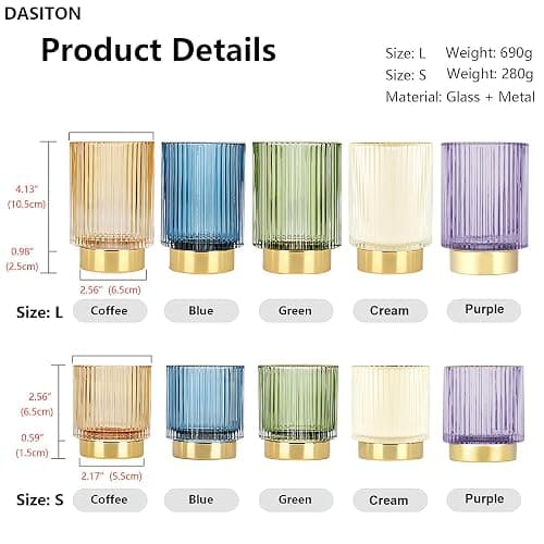 DASITON Makeup Brush holder Organizer,Crystal Cosmetic Makeup Brush Glass Brushes Storage Holder, Vintage Make Up Brush Cup Pen Pencil Holder striped vase(Purple L) thumbnail 3