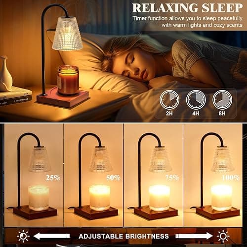 Hong-in Candle Warmer Lamp with Timer-Dimmable Black Candle Warmer,New Mom Gifts,House Warming Gifts New Home Bedroom Decor,Wax Warmer for Scented Wax Jar Candles thumbnail 3