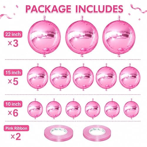 14 Pcs Pink Round Foil Balloons Light Baby Pink Metallic 4D Balloons | Pink Mylar Balloon Chrome for Pink Cute Halloween Christmas Birthday Baby Shower Anniversary Grad New Year Party Decorations thumbnail 2