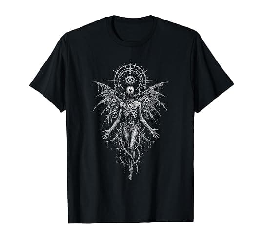 Demon Seeing Eyes Wings Occult Eldritch Horror Goth Grunge T-Shirt - Image 1