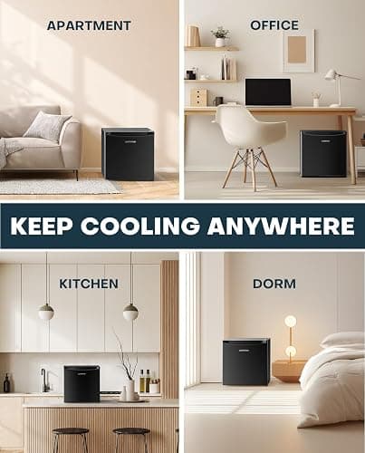Upstreman 1.7 Cu.ft Mini Fridge with Freezer, Dorm Essentials, Adjustable Thermostat, Energy Saving, Low Noise, Single Door Compact Refrigerator for Dorm, Office, Bedroom, Black-FR17 thumbnail 9