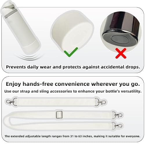Silicone Boot Set for Owala Water Bottle 24 oz, 32 oz, 40 oz - Includes Non-Slip Sleeve, Shoulder Strap & Handle Strap, Perfect Owala Accessories, Fits Owala Tumbler, Owala FreeSip, Candy Coated thumbnail 3