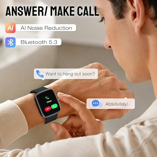 Smart Watch for Women Men, 1.83" HD Fitness Tracker (Answer/Make Call) with 24/7 Heart Rate/Sleep/SpO2 Monitor, IP68 Waterproof, 100+ Sport Modes Smartwatch for iPhone/Samsung/Android (Black) thumbnail 4