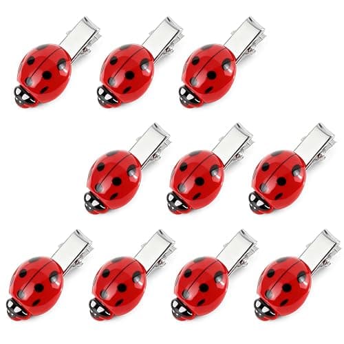 10 PCS Fun Ladybug Hair Clips, Cute Lady Bug Barrettes Funky Insect Hair Clips Whimsical Accessories for Girls Women Back to School Halloween Cosplay Themed Party - Image 1