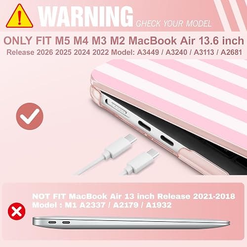 May Chen Case for M5/M4/M3/M2 MacBook Air 13 inch Case 2026-2022 - P1019 | Pink Stripes - Laptop Hard Shell Compatible MacBook Air 13.6 inch Models: A3449 A3240 A3113 A2681 thumbnail 3