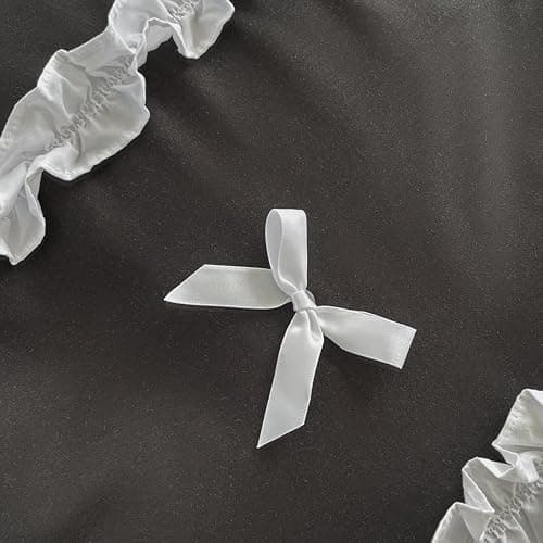 IHOUSTRIY Black Halloween Duvet Cover Twin Size, Cute Bow Duvet Cover Set with Zipper Closure, 2 Pieces White Ruffle Soft Microfiber Bedding Set with 4 Ties (66"x90", 1 Pillow Cases) thumbnail 4