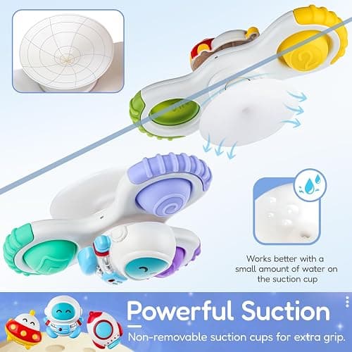 ALASOU 3PCS Pop Suction Cup Spinner Sensory Airplane Travel Toys for 1 2 Year Old Boy Girl Birthday Gift|Novelty Spinning Tops Easter Basket Stuffers for Toddlers Infant|Baby Bath Toy Kids Ages 1-3 thumbnail 4