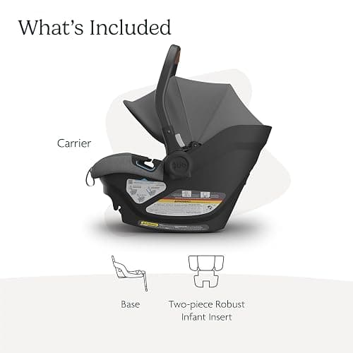 UPPAbaby Aria Lightweight Infant Car Seat/Just Under 6 lbs for Easy Portability/Base with Load Leg + Infant Insert Included/Direct Stroller Attachment/Greyson (Charcoal Mélange/Saddle Leather) thumbnail 3