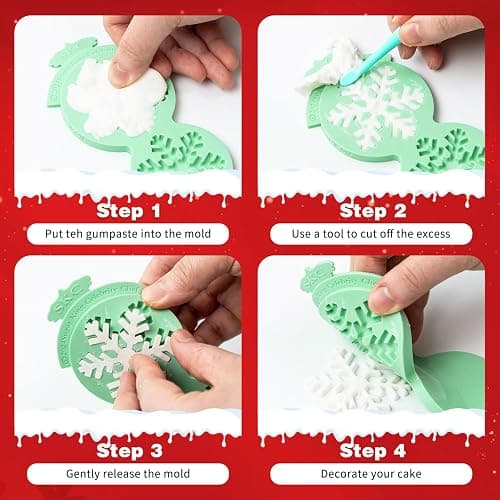 KALAIEN Snowflake Silicone Mold,2Pcs Christmas Silicone Mould Snowflake Fondant Mold,3d Winter Cupcake Topper for Chocolate Cake Decoration Molds thumbnail 4