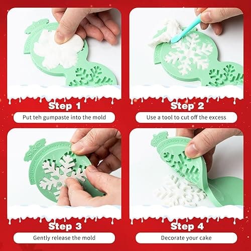 KALAIEN Snowflake Silicone Mold,2Pcs Christmas Silicone Mould Snowflake Fondant Mold,3d Winter Cupcake Topper for Chocolate Cake Decoration Molds thumbnail 5