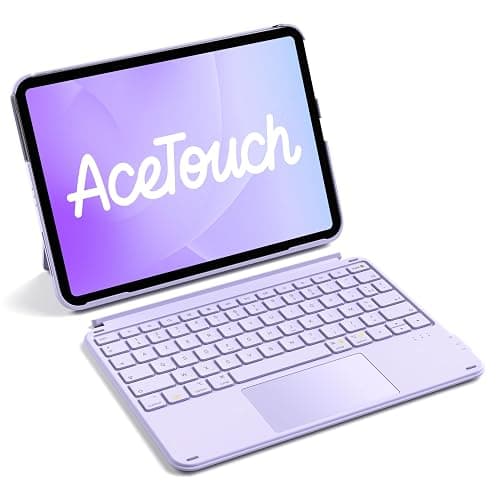 Inateck Coque Clavier pour iPad 11e/10e Gén, pour iPad 10e (10,9")/11e (2025 A16), Air 11" M3/M2, Air 6/5/4e, Pro 11 4e-1re, Clavier Ultraléger Détachable avec Pavé Tactile, Violets AceTouch - Image 1