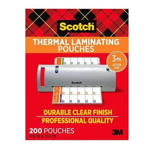 Scotch Thermal Laminating Pouches, 200 Count, Clear, 3 mil., Ideal Office or School Supplies, Fits Letter Sized Paper (8.9 in. × 11.4 in.) thumbnail 9