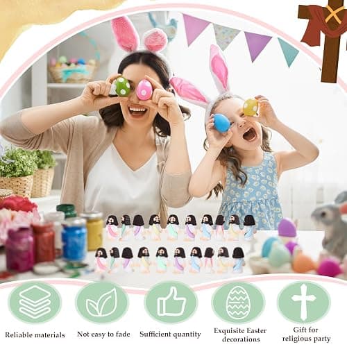 Bememo 25 Pcs Little Jesus Figures Original Design Mini Rubber Jesus Figurine to Hide and Seek Religious Party Favors Sunday Baptism Gifts(Macaron Color) thumbnail 7