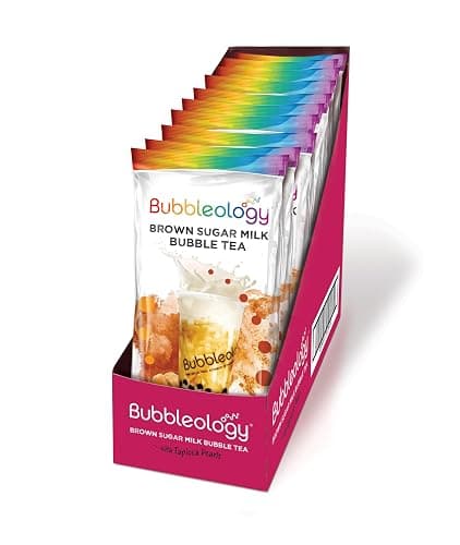 Bubbleology Brown Sugar Milk Bubble Tea Kit (Pack of 10) Boba Tea Kit With Tapioca Pearls | Each Sachet Contains: 1x Brown Sugar Blend, 1x Tapioca Pearls, 1x Large Straw | Just Add Milk - Image 1
