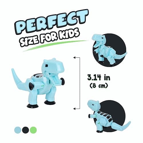 Zing Stikbot MEGA Dino, 6" Long x 3" Tall StikBot, Create Stop Motion Animation, Age 4+ (Ice Blue - Carnotaurus) thumbnail 4