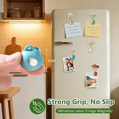 8 Pcs Cute Fridge Magnets Mini Vase Magnets for Fridge with Artificial Flowers, Tiny Ceramic Vase Refrigerator Magnets, Decorative Cute Magnets for Kitchen, Office, Locker, Whiteboard thumbnail 3