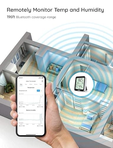 Govee Hygrometer Thermometer H5075, Bluetooth Indoor Room Temperature Monitor Greenhouse Thermometer with Remote App Control, Notification Alerts, 2 Years Data Storage Export,LCD - 1 Pack - Black thumbnail 4