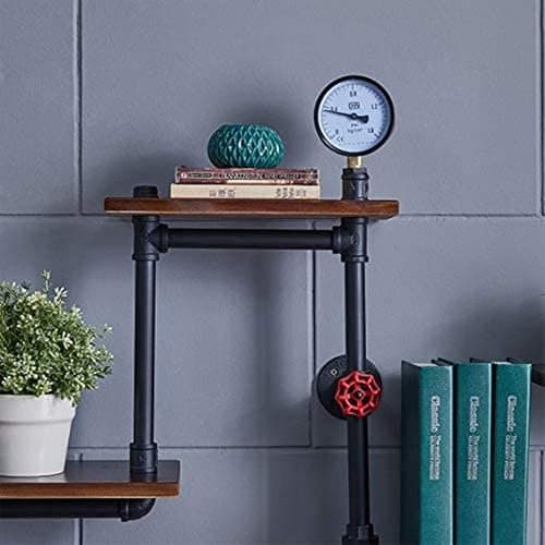 WFDERAN Industrial Rustic 4 Teir Ladder Wall Mounted Pipe Shelf,Home DIY Decor Storage Shelves,Vintage Display Shelving,Metal and Wood Bookshelf thumbnail 6
