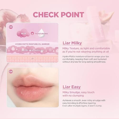lilybyred Sweet Liar Milky Tint | Korean Moisture Matte Lip Stain, Milk Foam Texture, Hydro-Matte Barrier, Blurring Soft, Lightweight, Long-Lasting, Smudge-Proof, 0.14 oz. (02 Rose Custurd) thumbnail 4