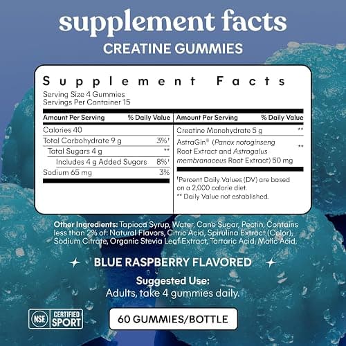 Lemme Creatine Monohydrate Gummies, Blue Raspberry (60 Gummies) thumbnail 6