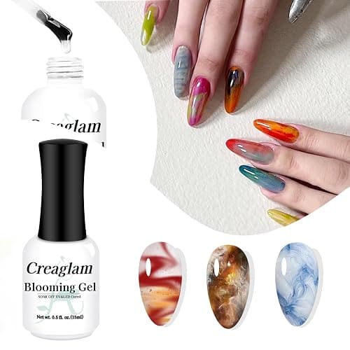 Creaglam Blooming Gel Nail Polish: Marble Natural Stone Clear Blossom Gel Polish for Women at Home Art Design - 15ml Nail Glue Spreading Effect - UV LED DIY Nail Salons Color Flower Watercolor Magic thumbnail 9