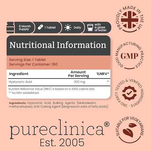 Triple Strength Hyaluronic Acid 300mg x 180 tablets (6 months supply). 300% stronger thumbnail 2