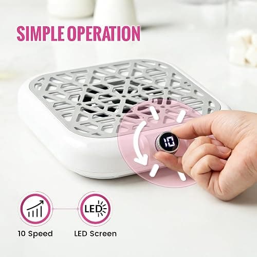 Smofrees Nail Dust Collector - Professional Powerful Dust Collector Nail Tech with LED Display, 10 Suction Modes, Acrylic Nail Tools with 30 Disposable Filter Papers, White thumbnail 6